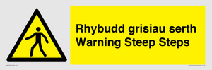 Rhybudd grisiau serth Warning Steep Steps
